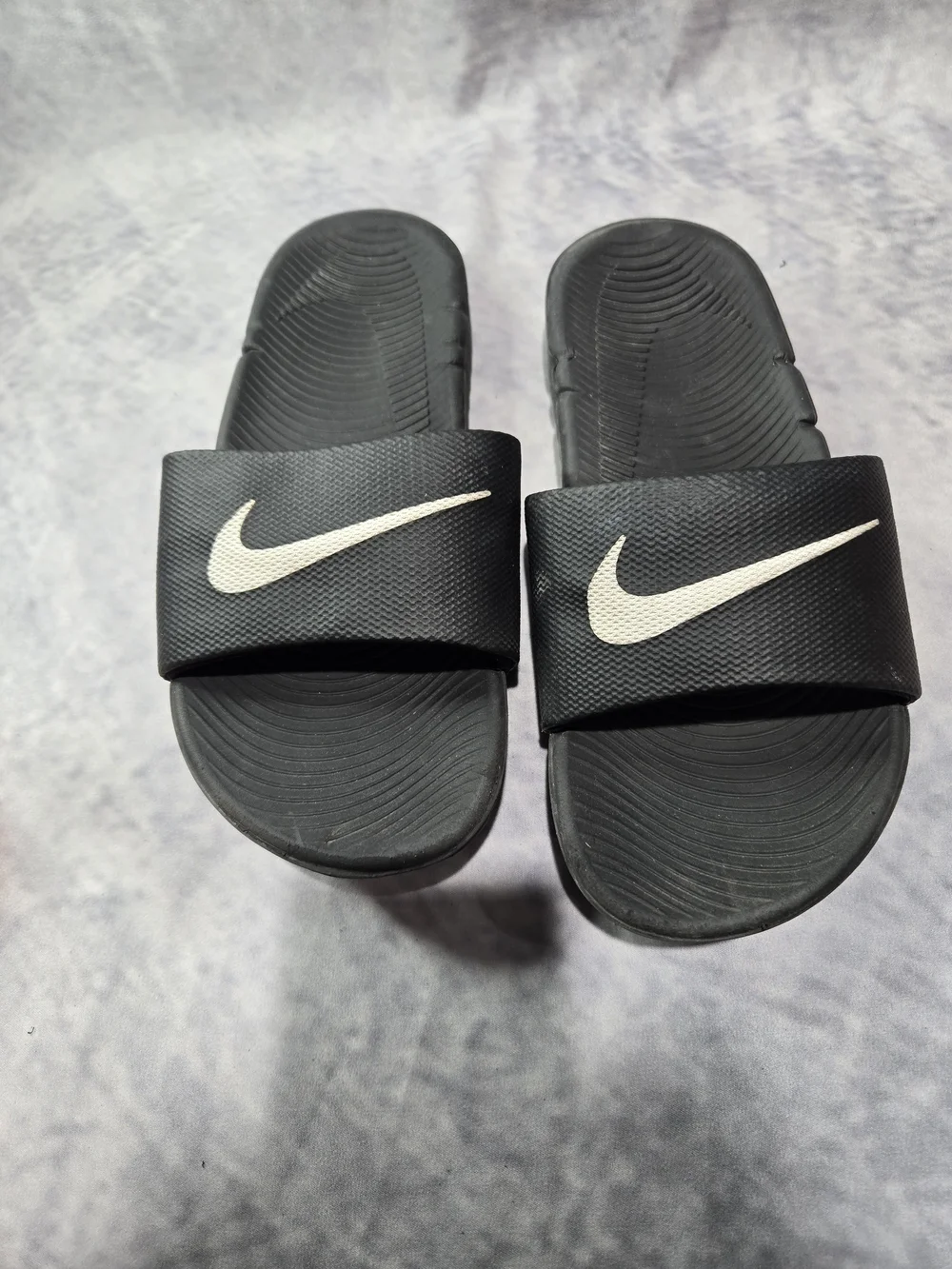 Nike Black Slide Sandals with White Swoosh